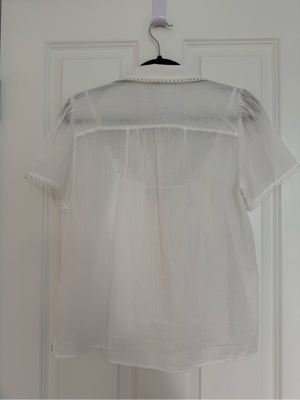 J.Crew Button-up short-sleeve shirt in cotton voile white Size 8 NWOT - Picture 4 of 4